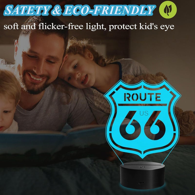 Posshe Route 66 Sign, Route 66 Gifts, 3D Night Light with 16 Colors Changing, Remote Control with Timer, Garage Sign Decor for Mancave, Men Room Decor for Holiday Birthday Christmas - Image 4